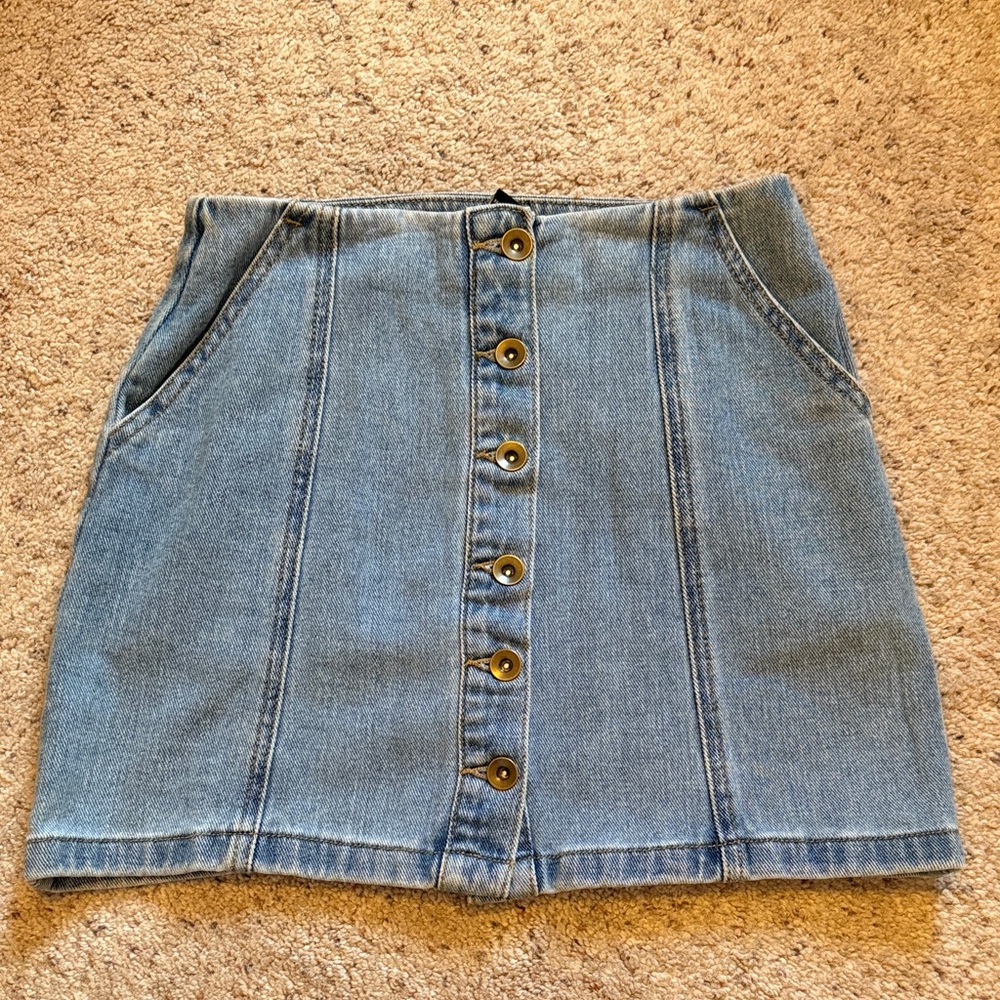Forever 21 Blue Button-Down Pencil Skirt